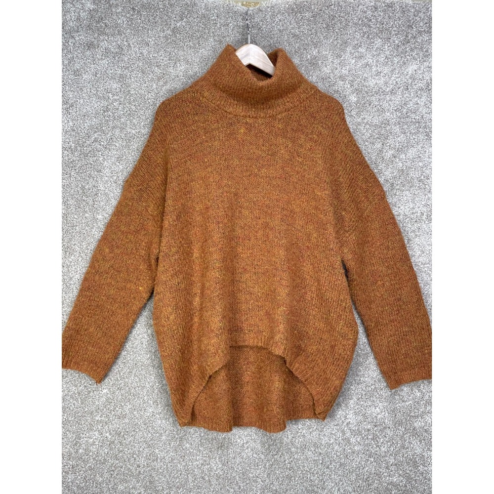 POL Marled Turtleneck High-Low Oversized Sweater Womens Small Rust FST269A